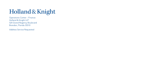 Holland & Knight Envelope #9 Window Envelope Operations Center - Finance