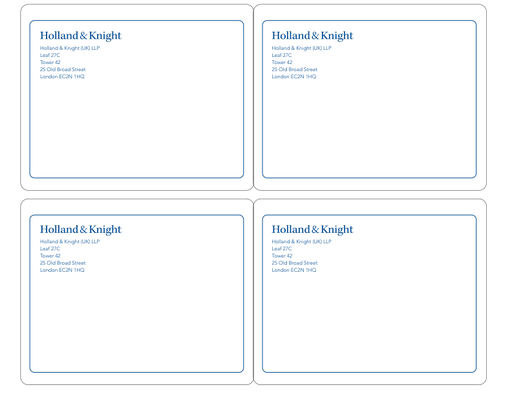 Holland & Knight Mailing Label 4-Up - England