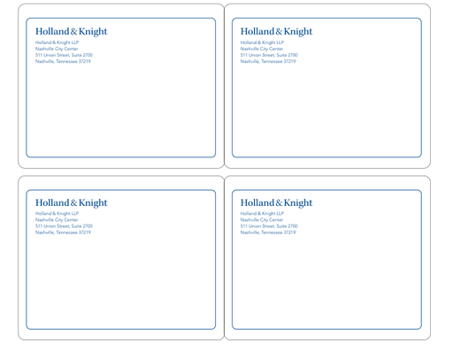 Holland & Knight Mailing Label 4-Up - Nashville