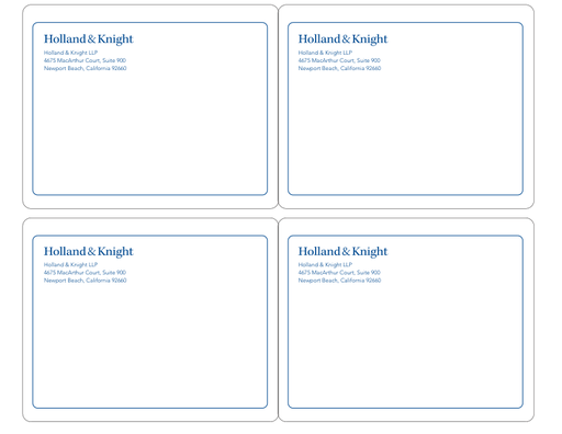 Holland & Knight Mailing Label 4-Up - Newport Beach