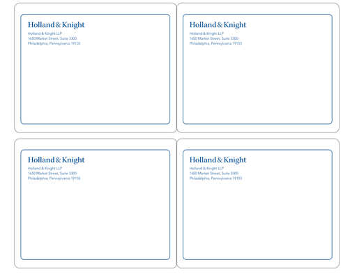 Holland & Knight Mailing Label 4-Up - Philadelphia