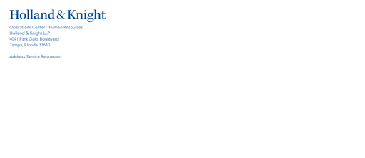 Holland & Knight No. 10 Window Envelope - OPC - Human Resources