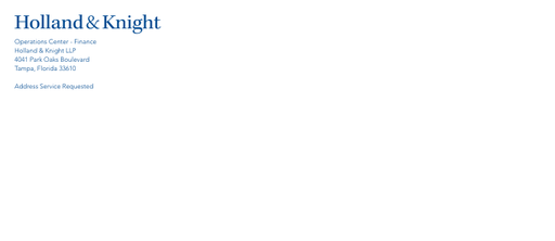 Holland & Knight No. 10  Window Envelope - OPC - Finance