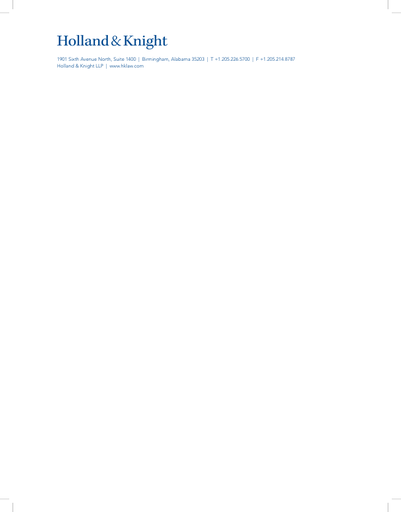 Holland & Knight Engraved Letterhead - Birmingham