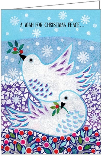 [C5704] White Dives Peace Christmas, Box of Cards