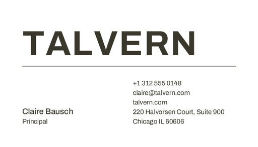 Engraved Business Card - Talvern