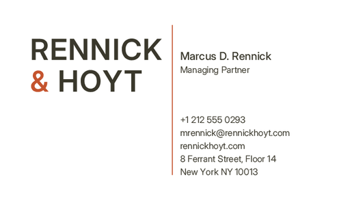 Engraved Business Card - Rennick & Hoyt